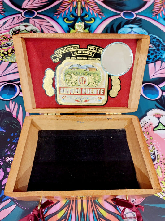 SOLD - Vintage Cigar Box Purse - Butterfly and Roses