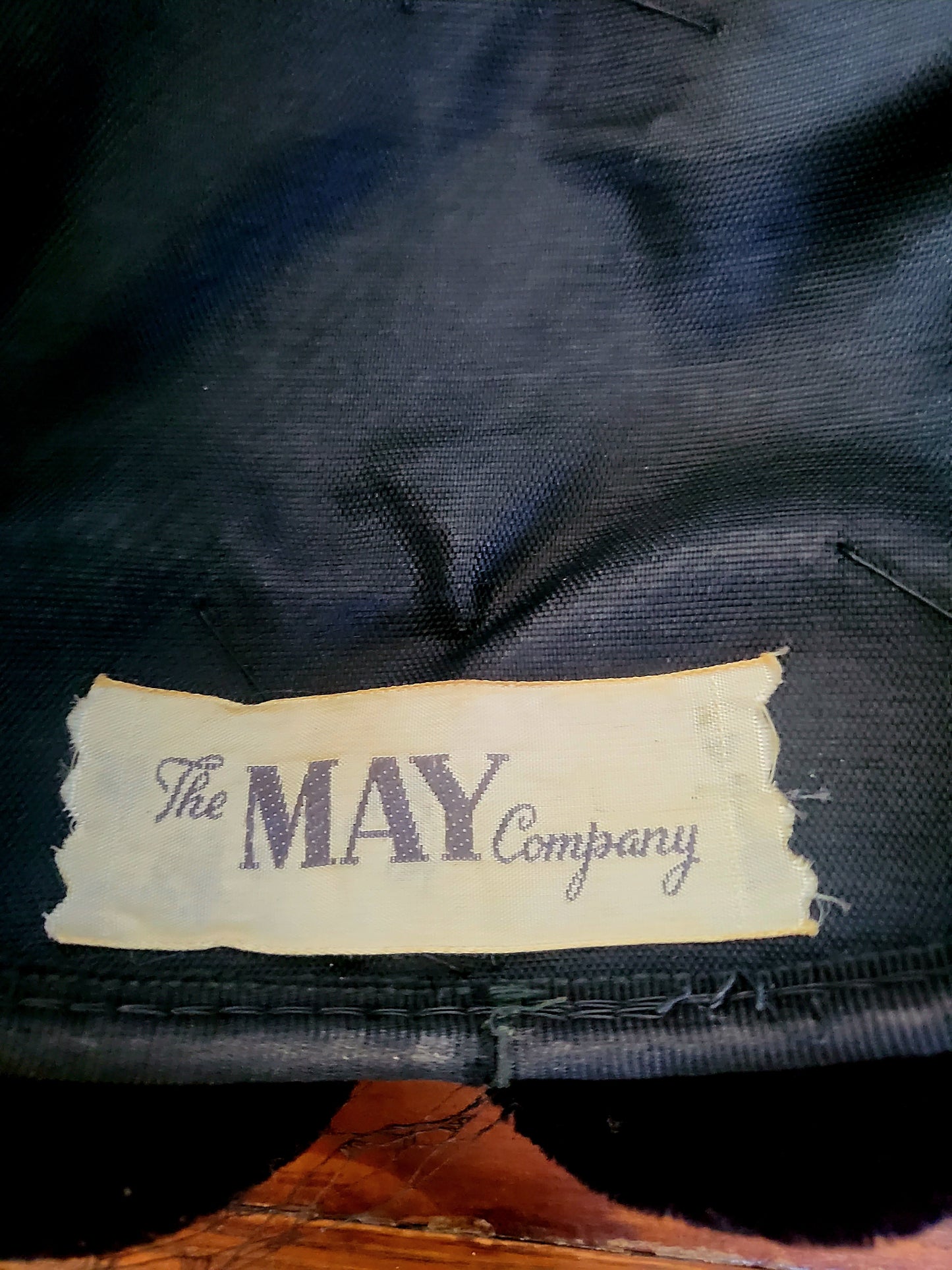 SOLD - Vintage 1950's The May Company Black Velvet Dot Crescent Cap with Birdcage Veil
