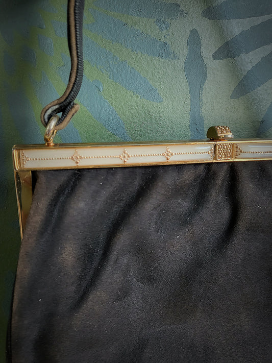 SOLD - Vintage 1940's-1950's Harry Rosenfeld Suede Handbag