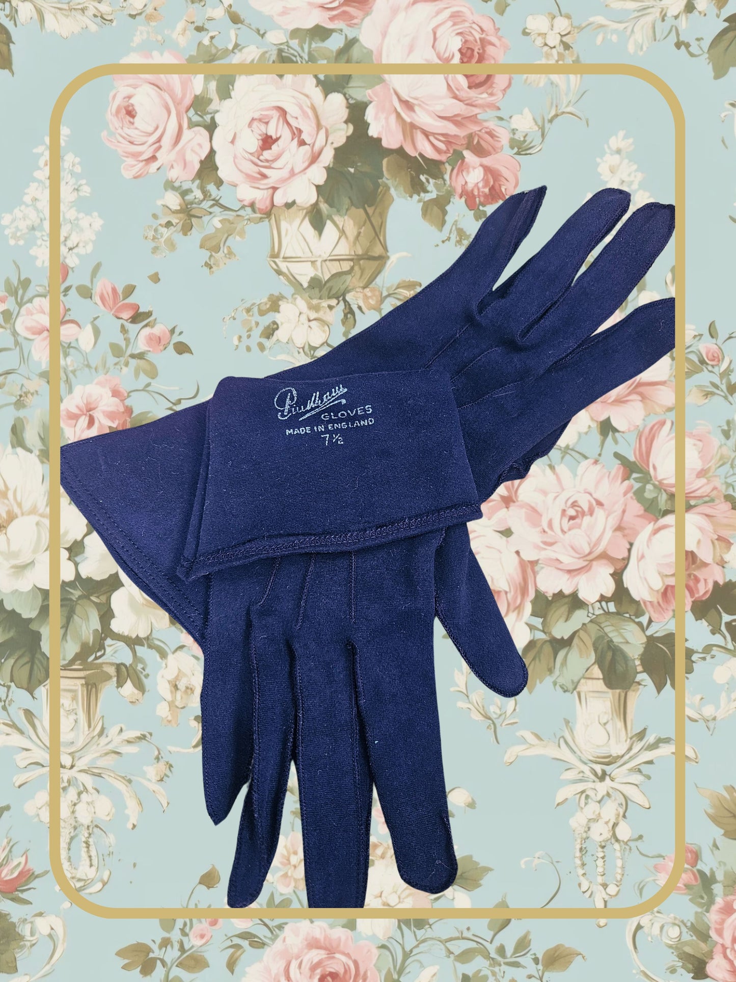 Vintage Navy Cotton Gloves