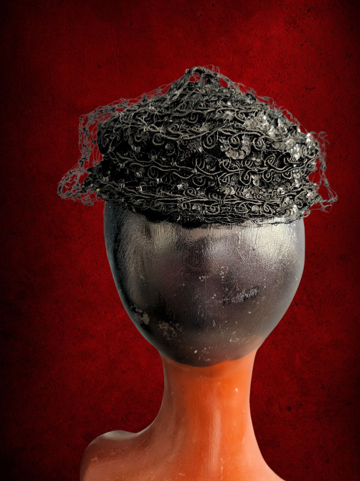 Vintage Black Sequenced Cap