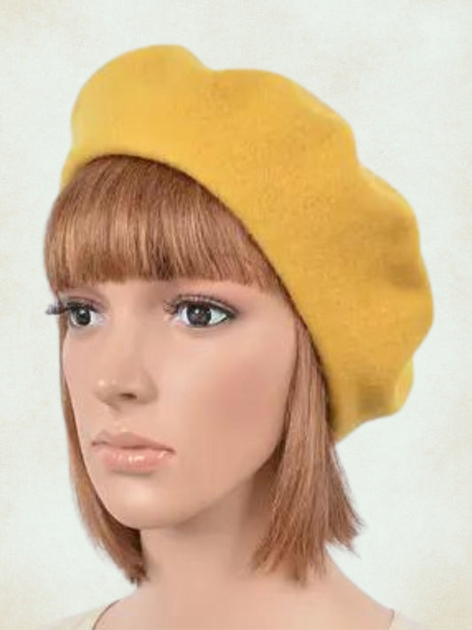 HAT1013 - Vintage Style Beret (Mustard)