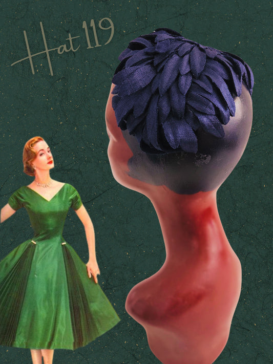 SOLD - Vintage 1950's-1960's Navy Petal Half Hat