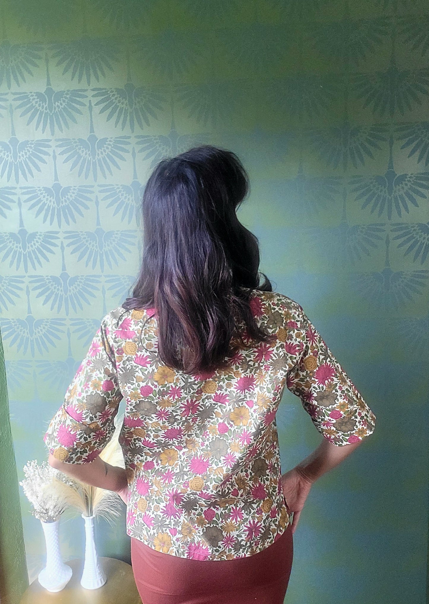 SOLD - Vintage 1950's-1960's "Country Miss" Autumnal Floral Blouse
