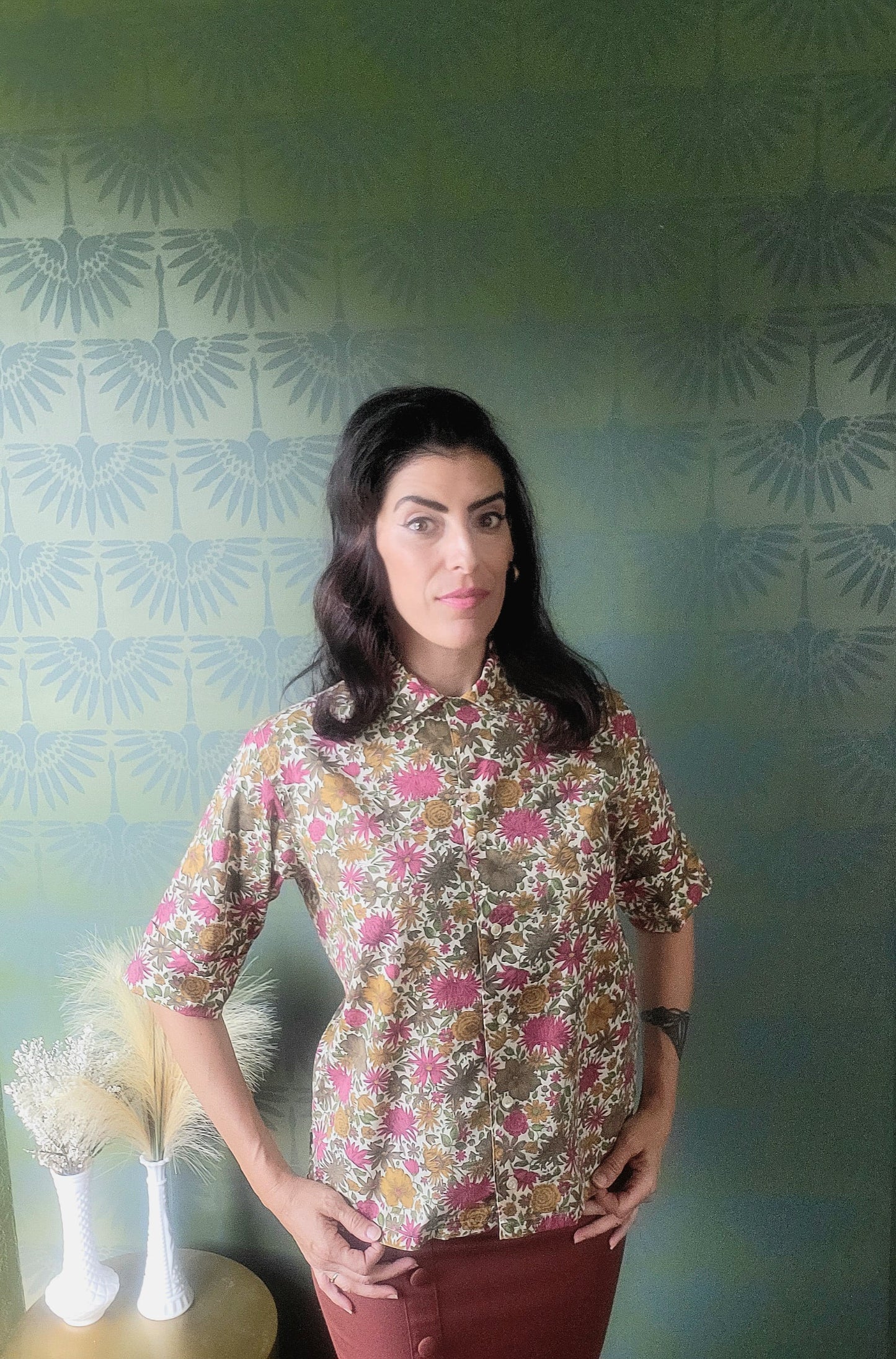 SOLD - Vintage 1950's-1960's "Country Miss" Autumnal Floral Blouse
