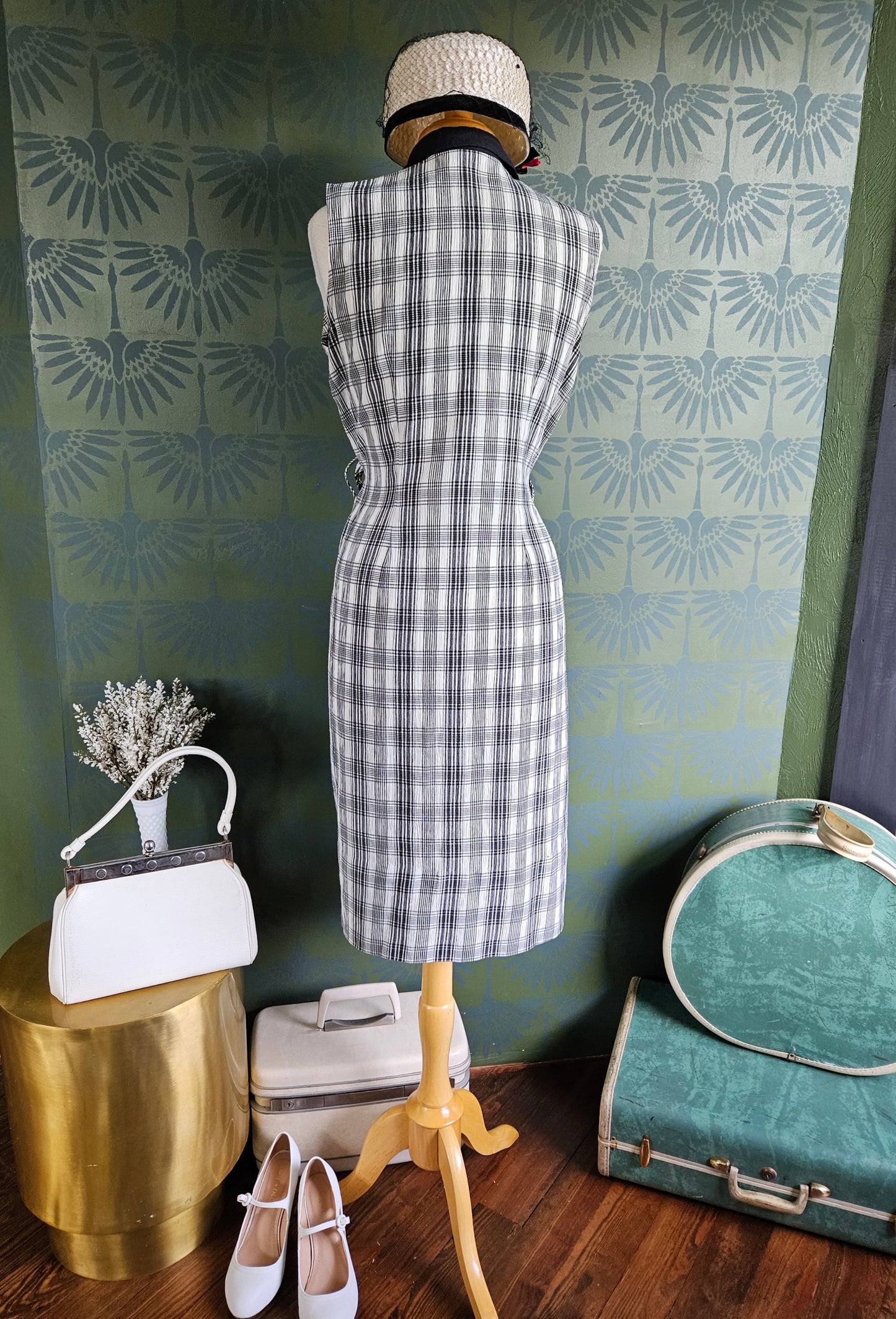 SOLD - Vintage 1980's "Cindy" Plaid Shirtwaist Shift Dress