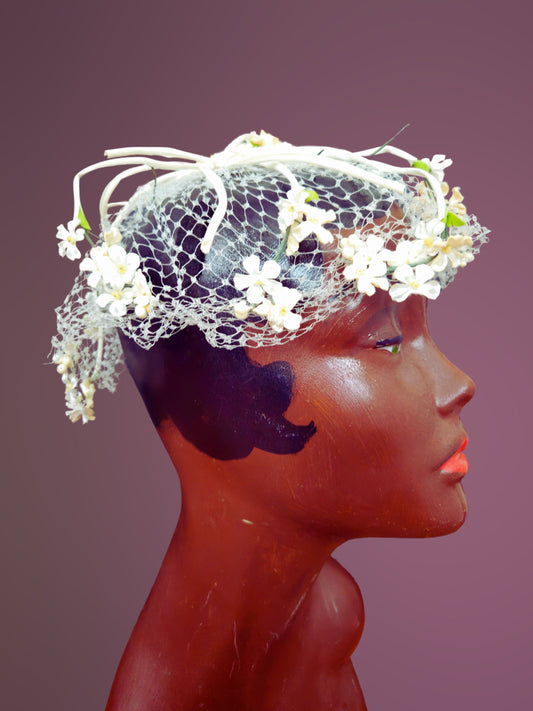 SOLD -Vintage 1950's Bridal Birdcage Veil