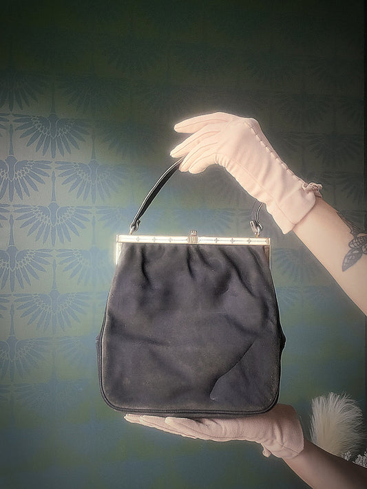 SOLD - Vintage 1940's-1950's Harry Rosenfeld Suede Handbag