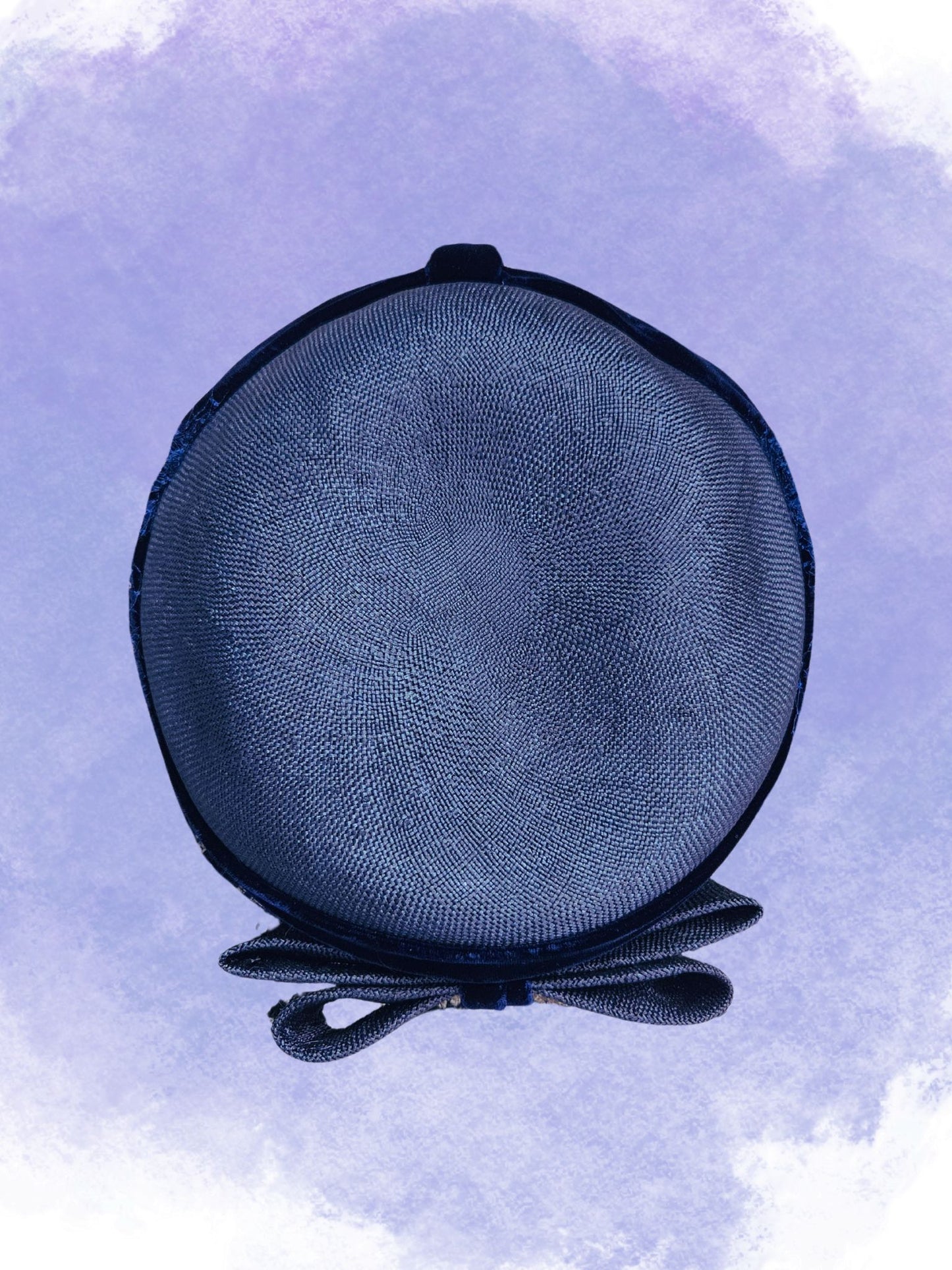 Vintage Navy Straw & Velvet Topper