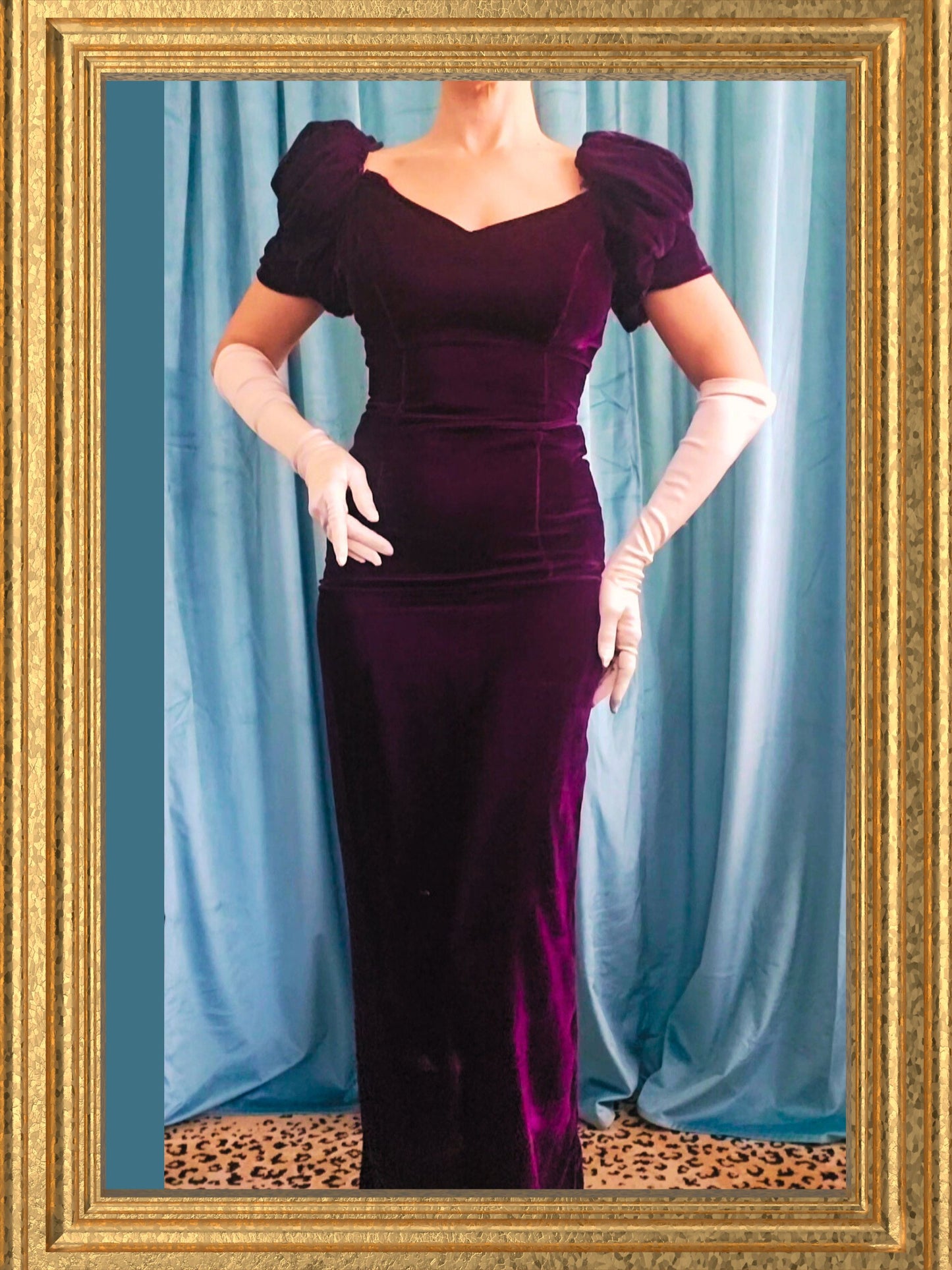 SOLD - Vintage 1980's Does 1930's "Jordan" Deep Violet Velvet Gown