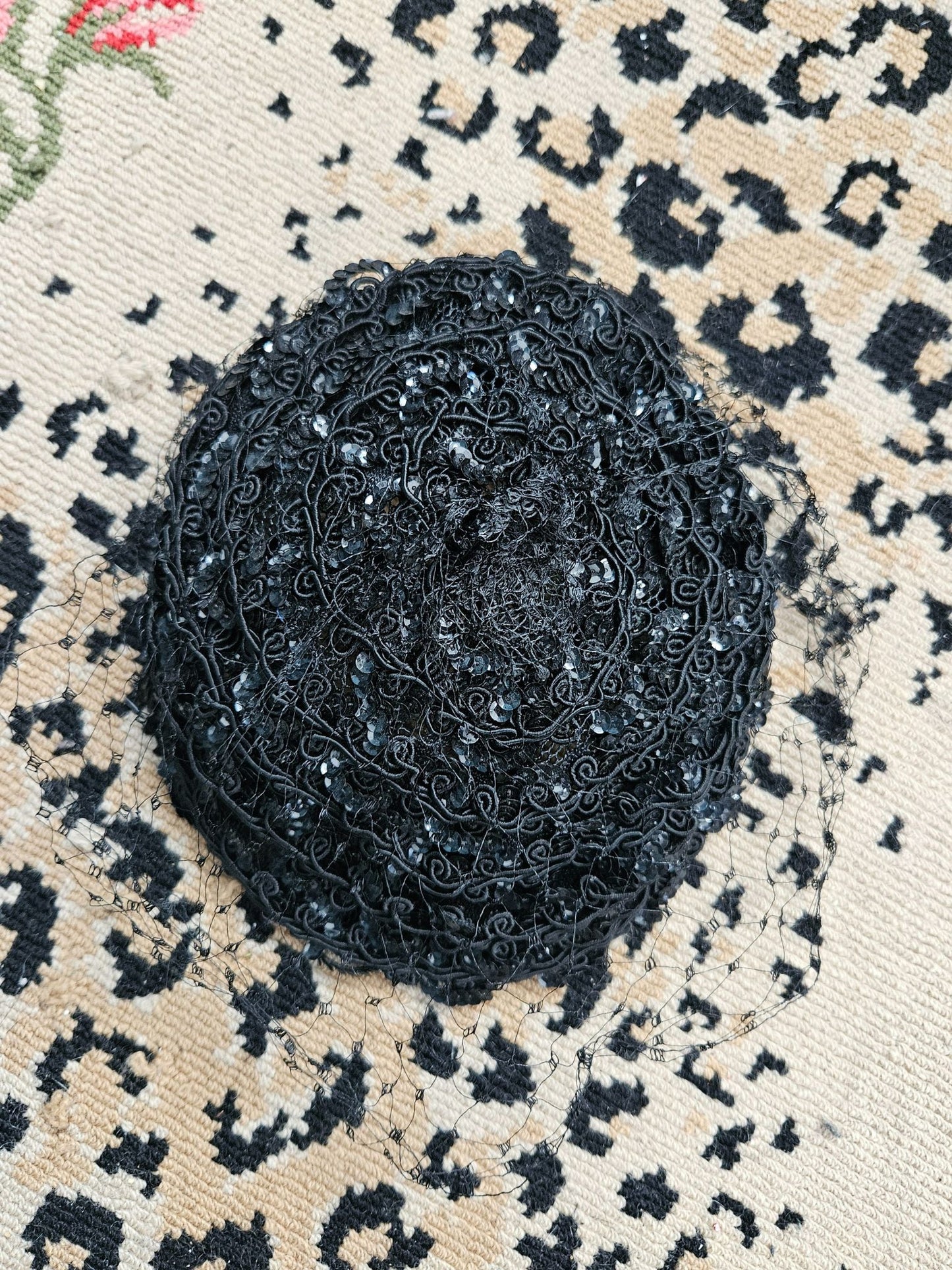 Vintage Black Sequenced Cap