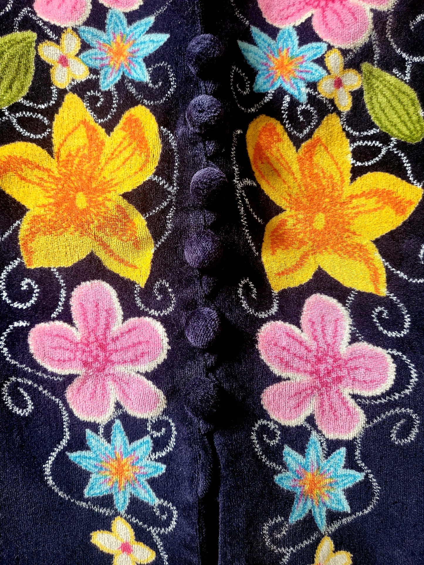 SOLD - Vintage Platinum by Dorothy Schoelen Navy Velvet Floral Bolero