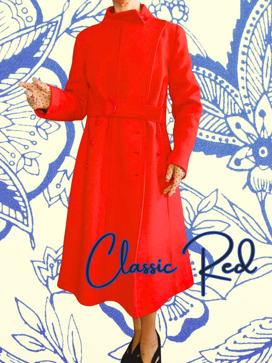 SOLD - Vintage 1960's "Lane Bryant" Tomato Red Mod Long Coat