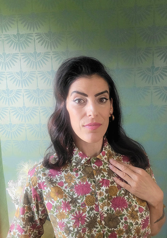 SOLD - Vintage 1950's-1960's "Country Miss" Autumnal Floral Blouse