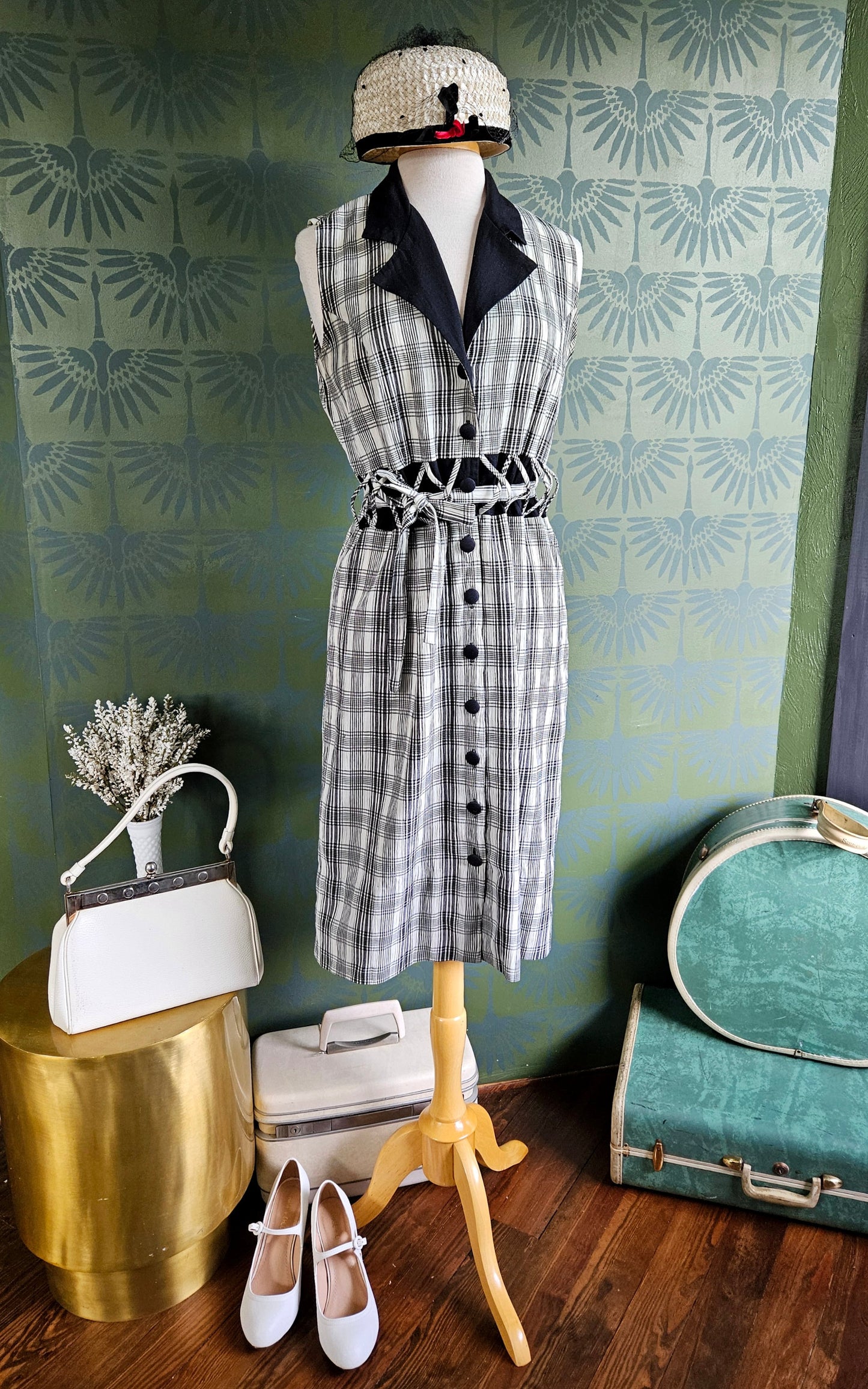 SOLD - Vintage 1980's "Cindy" Plaid Shirtwaist Shift Dress