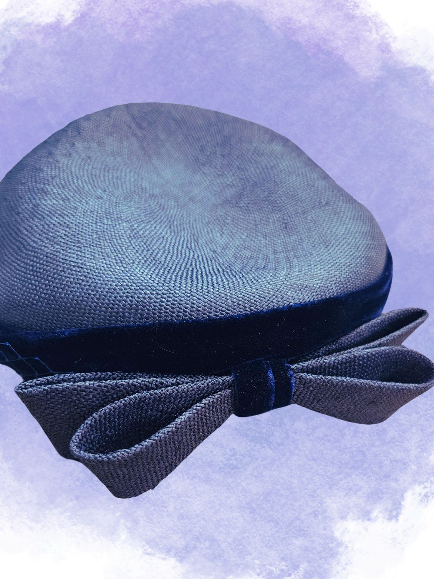 Vintage Navy Straw & Velvet Topper