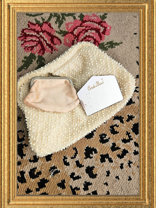 SOLD - Vintage Lumured Cordé Bead Clutch