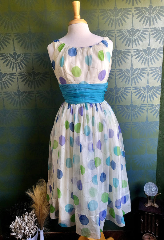 SOLD - Vintage 1950's Jr. Theme of New York Balloon Print Dress