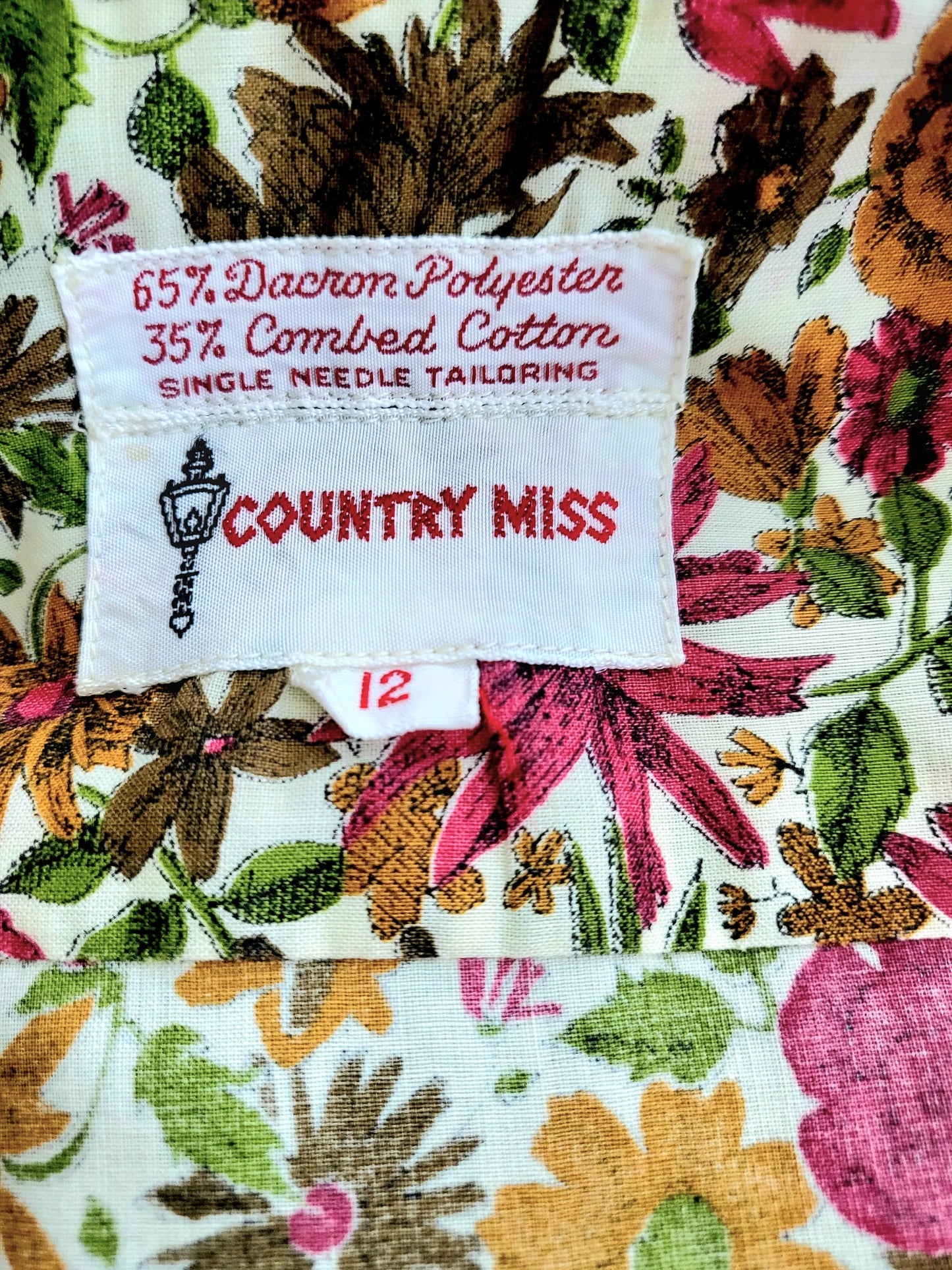 SOLD - Vintage 1950's-1960's "Country Miss" Autumnal Floral Blouse