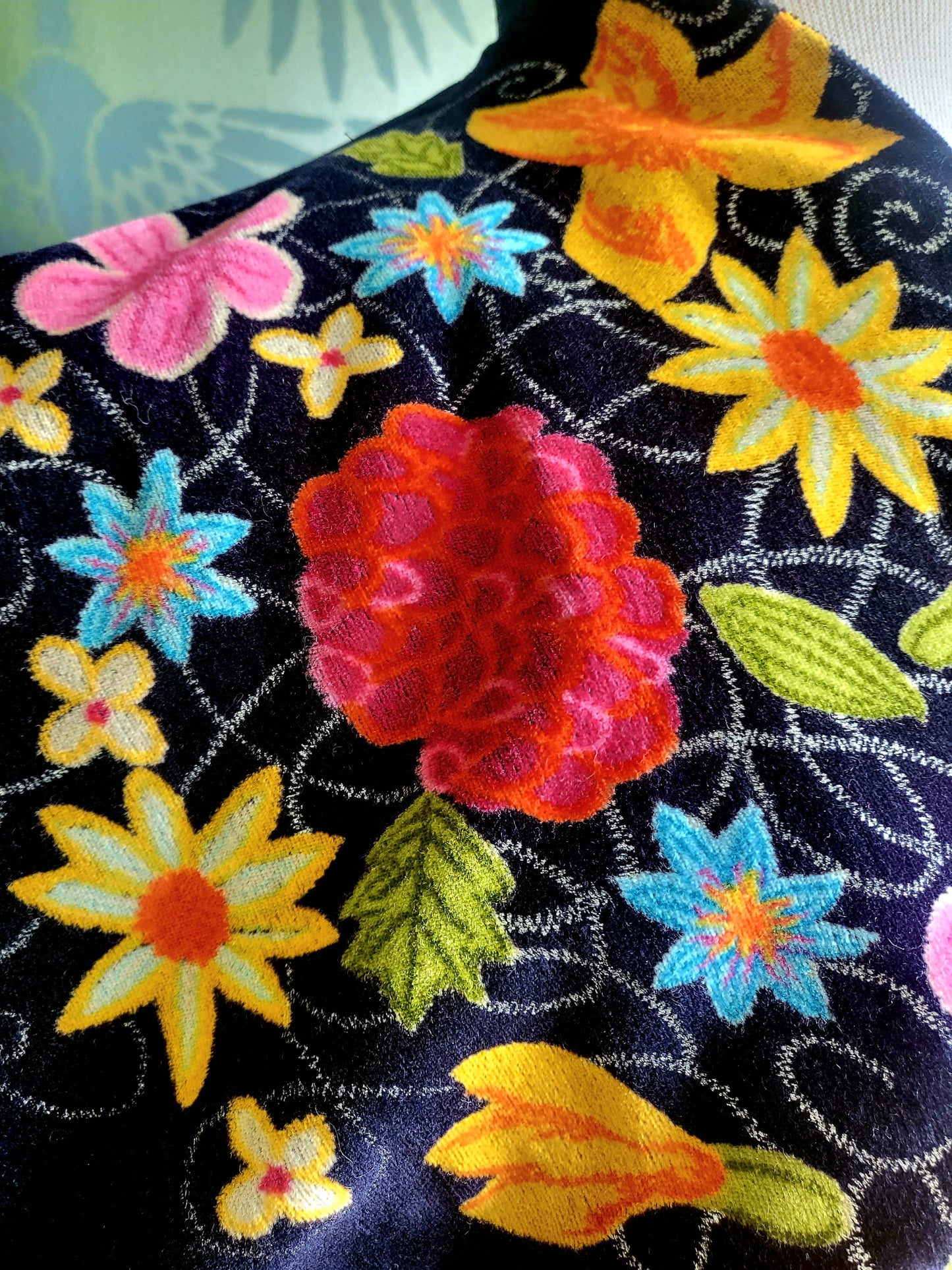 SOLD - Vintage Platinum by Dorothy Schoelen Navy Velvet Floral Bolero
