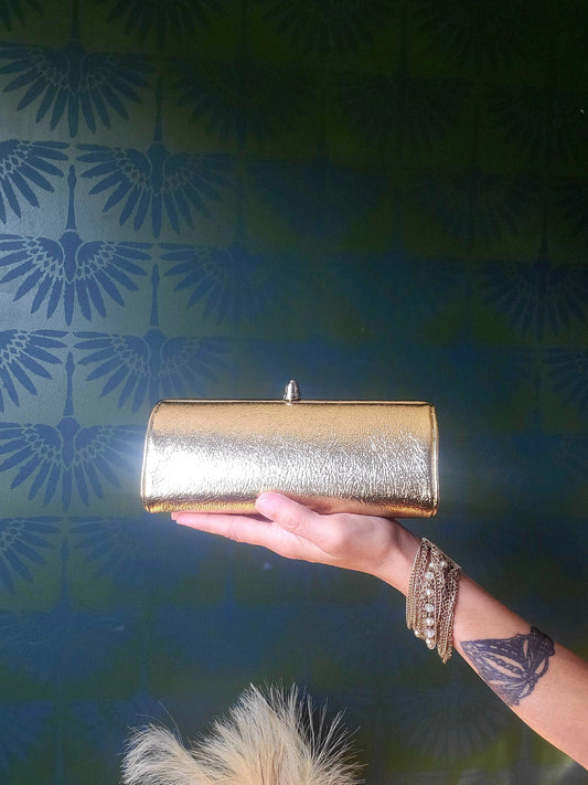 SOLD - Vintage Golden Barrell Clutch