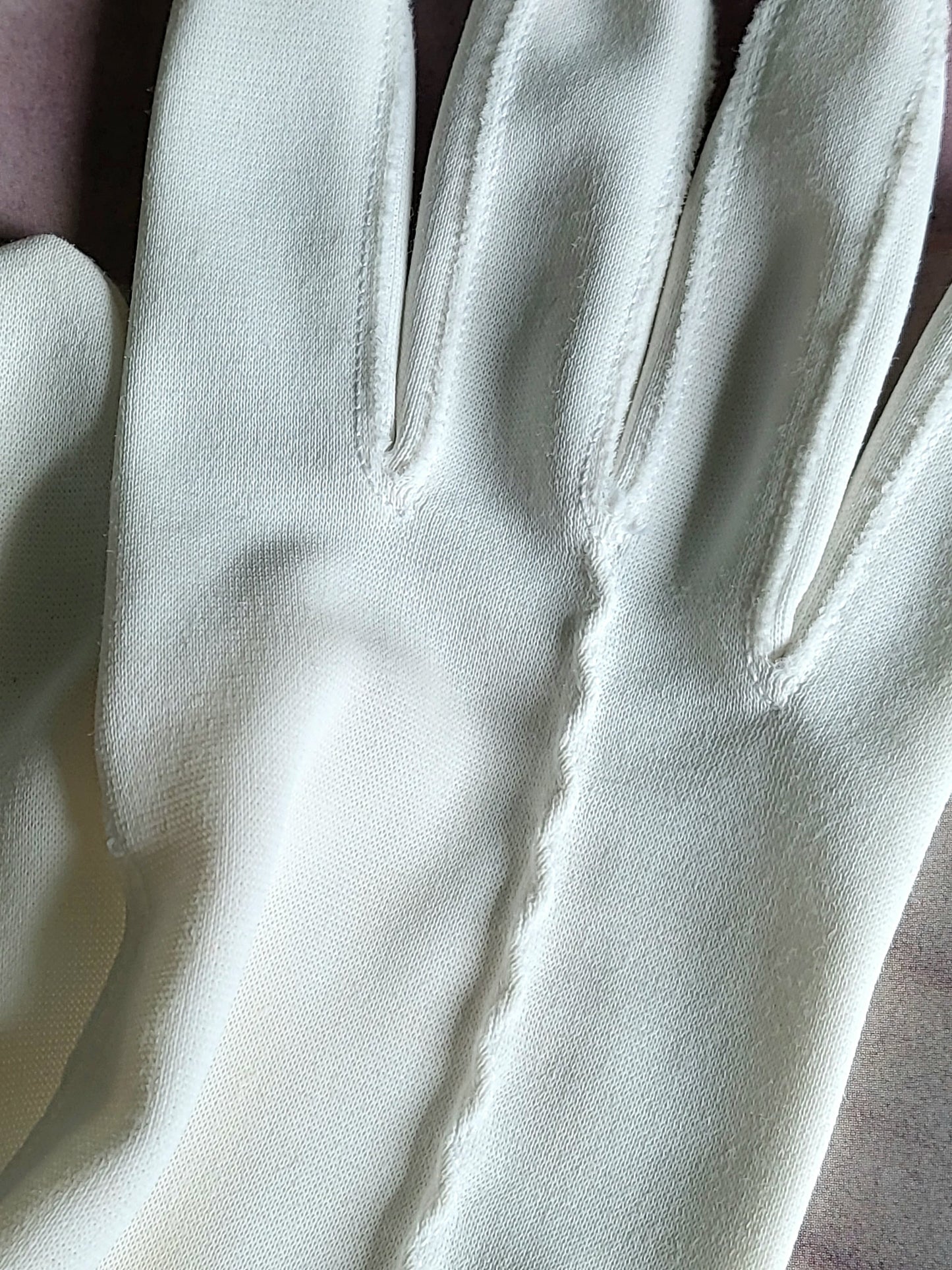 SOLD - Vintage 1950's-1960's White Nylon Gloves with Micro-Scalloped Edges