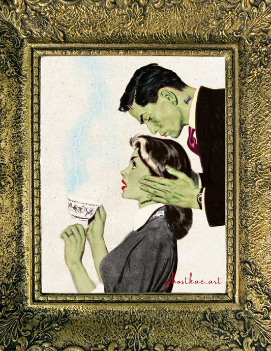 NVR Frankenstein Pulp Art Postcard X GhostKae Art