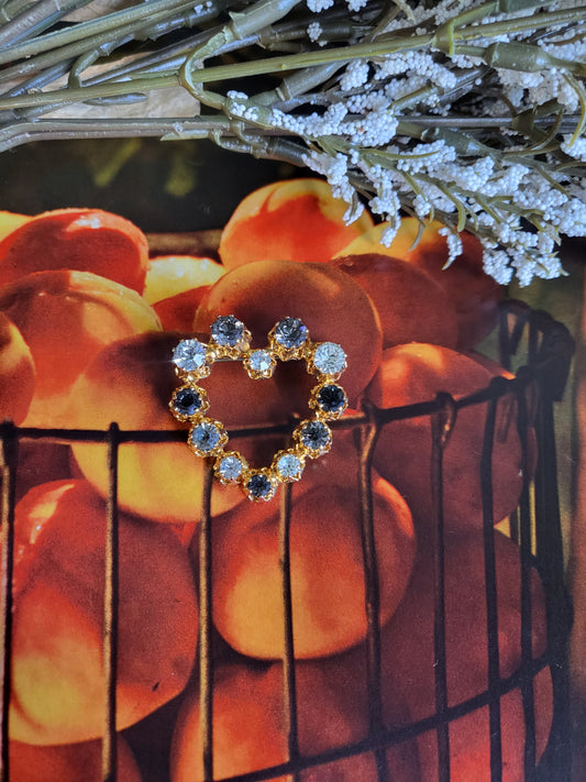 SOLD - Vintage 1950's -1960's Gray Tone Rhinestone Heart Brooch