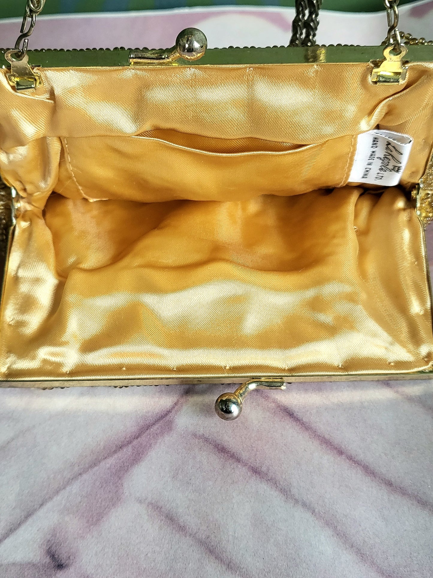 SOLD - Vintage La Regale Golden Beaded Shell Evening Bag