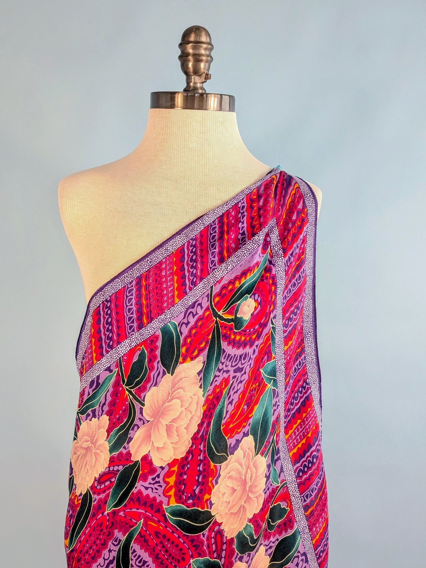 Vintage Vibrant Floral Scarf