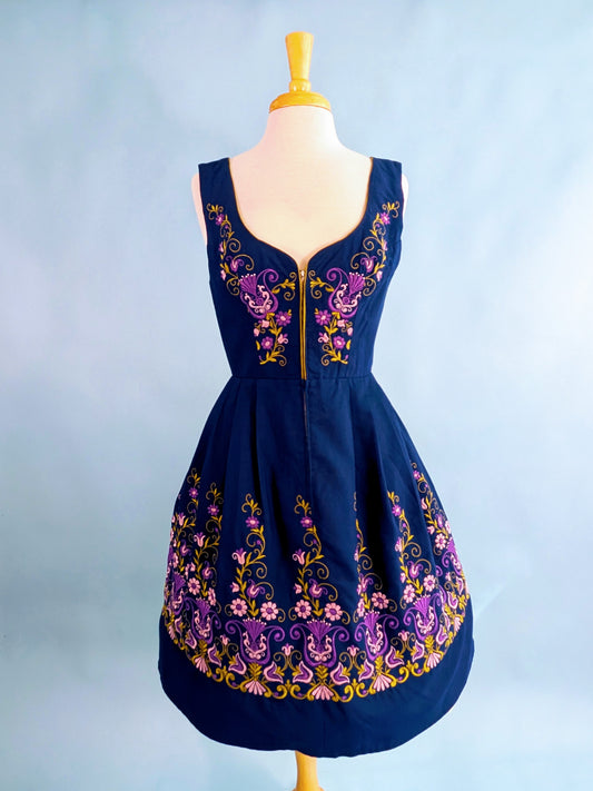Vintage 1960s Navy Dirndl