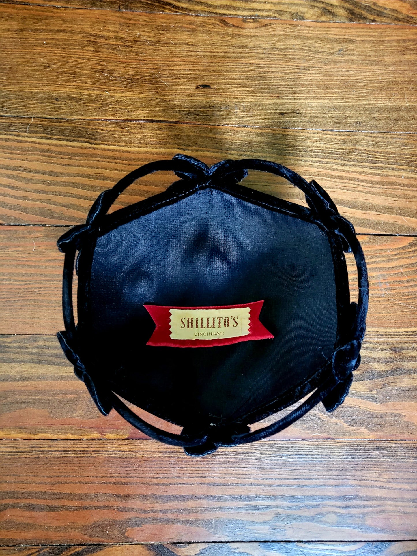 SOLD - Vintage 1950's "Shillito's" Black Velvet Topper