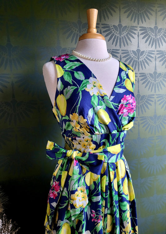 STYLE 1027 - 1950's Style Lemon Floral Fit & Flare Dress