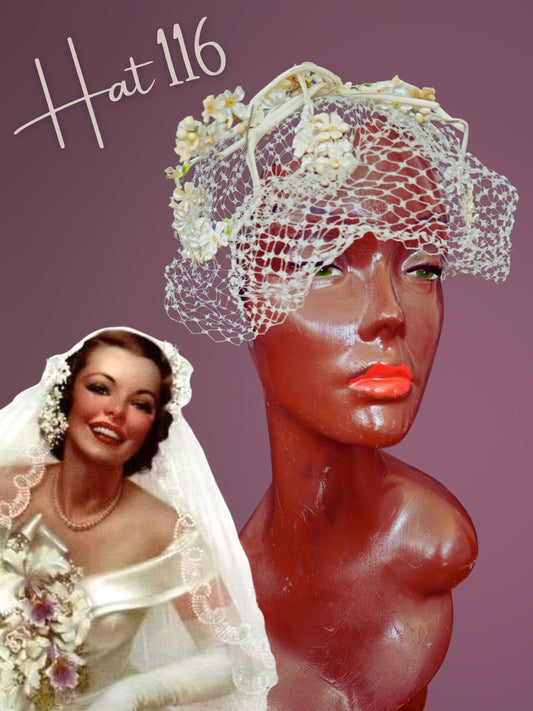 SOLD -Vintage 1950's Bridal Birdcage Veil
