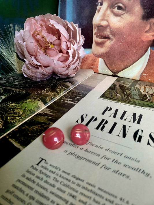 SOLD - Vintage Salmon and Gold Studs (Pierced)