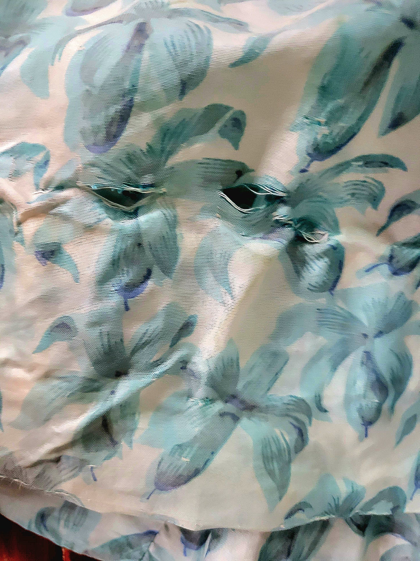 SOLD - Vintage 1950's Robbin Egg Blue Floral Full Skirt Dress With Sky Blue Ribbon Detail