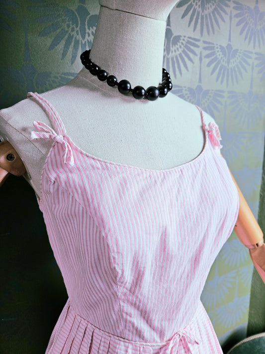 SOLD - Vintage 1950's Pink Striped Fit & Flare