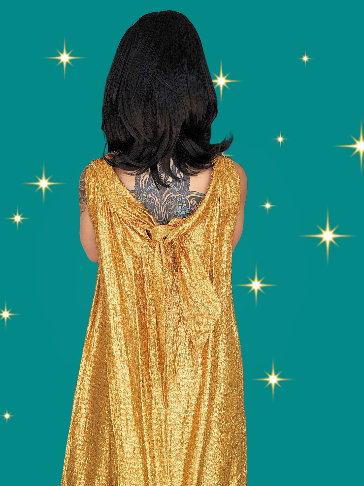 SOLD - Vintage 1960's-1970's Gold and Copper Tinsel Tent Gown