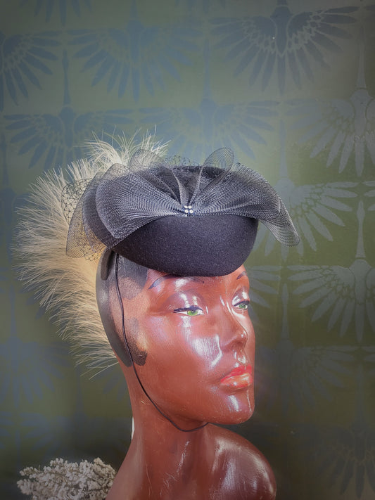 SOLD - Vintage 1950's "Bollman" Black Felted Wool Topper