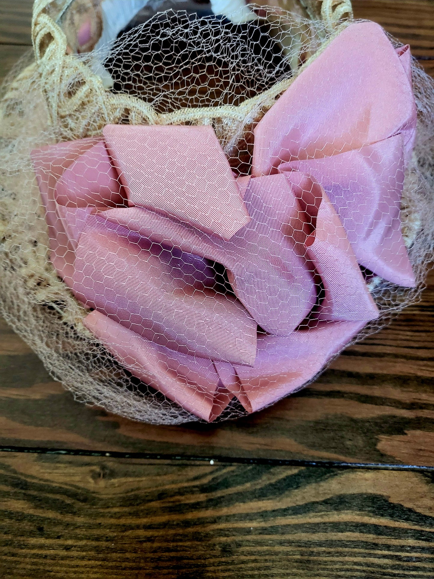 SOLD - Vintage 1950's Woven Ribbon Open Crown Topper