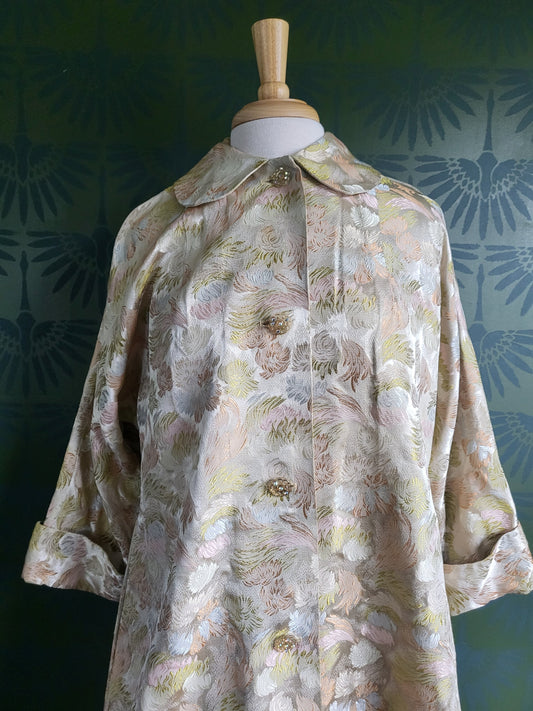 SOLD - Vintage 1950's-1960's Maxan Floral Satin Evening Coat