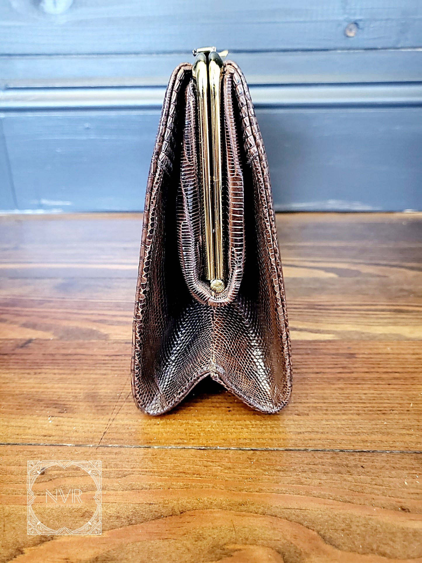 SOLD - Vintage 1950's-1960's Lizard Clutch/Handbag-Brown