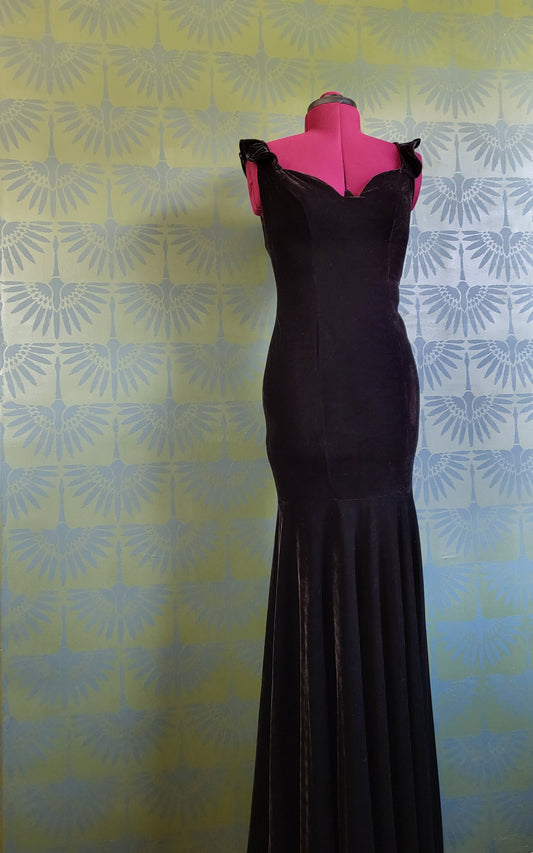 SOLD - Vintage Velvet Drop Waist Evening Gown