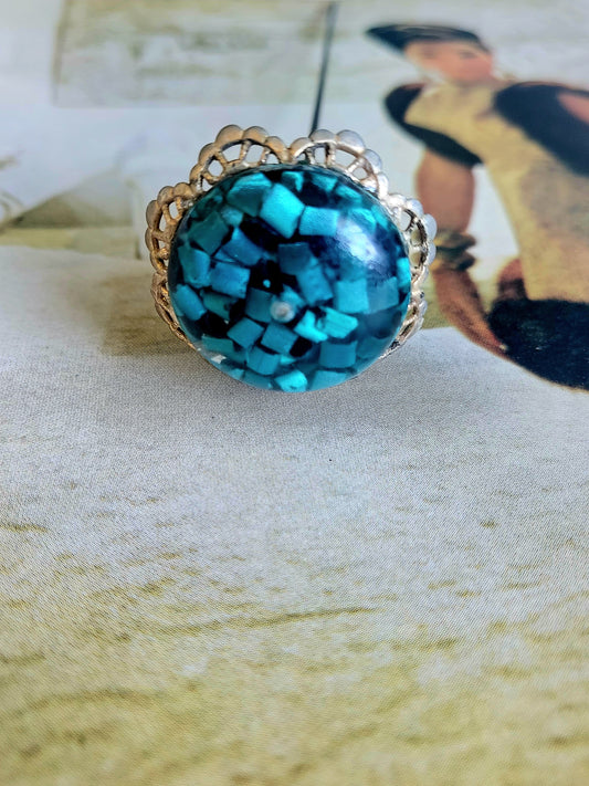 SOLD - Vintage Teal Beaded Hat Pin