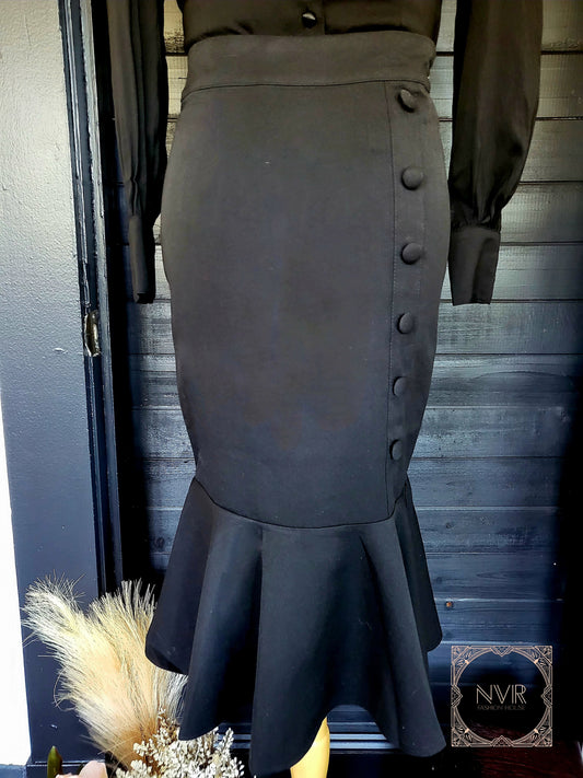 History Repeats Fishtail Skirt- Black
