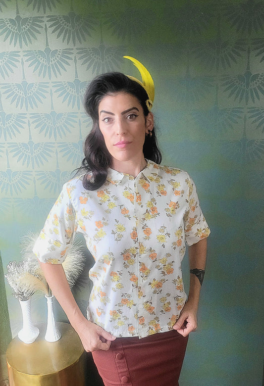 SOLD - Vintage 1950's-1960's "Shapely Classic" Floral Blouse