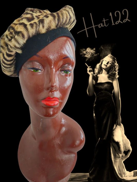 SOLD - Vintage 1940's-1950's "Miss Alice for JP Allen of Atlanta" Dyed Rabbit Slouch Beret