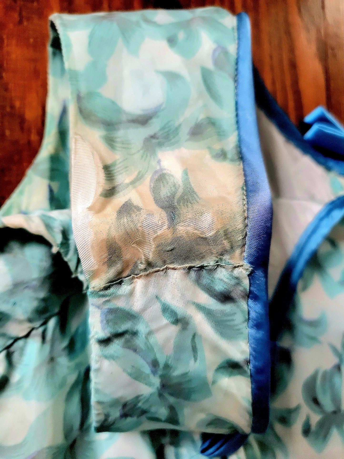 SOLD - Vintage 1950's Robbin Egg Blue Floral Full Skirt Dress With Sky Blue Ribbon Detail