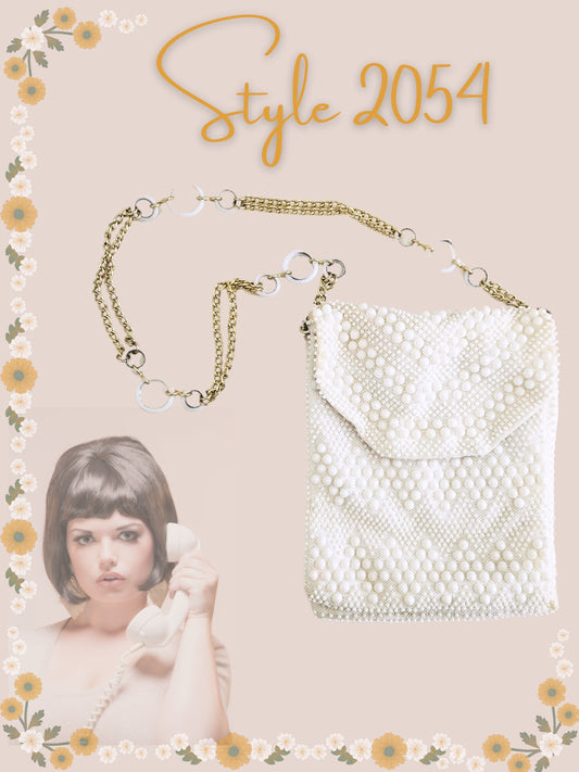 SOLD - Vintage 1960's White Beaded Purse