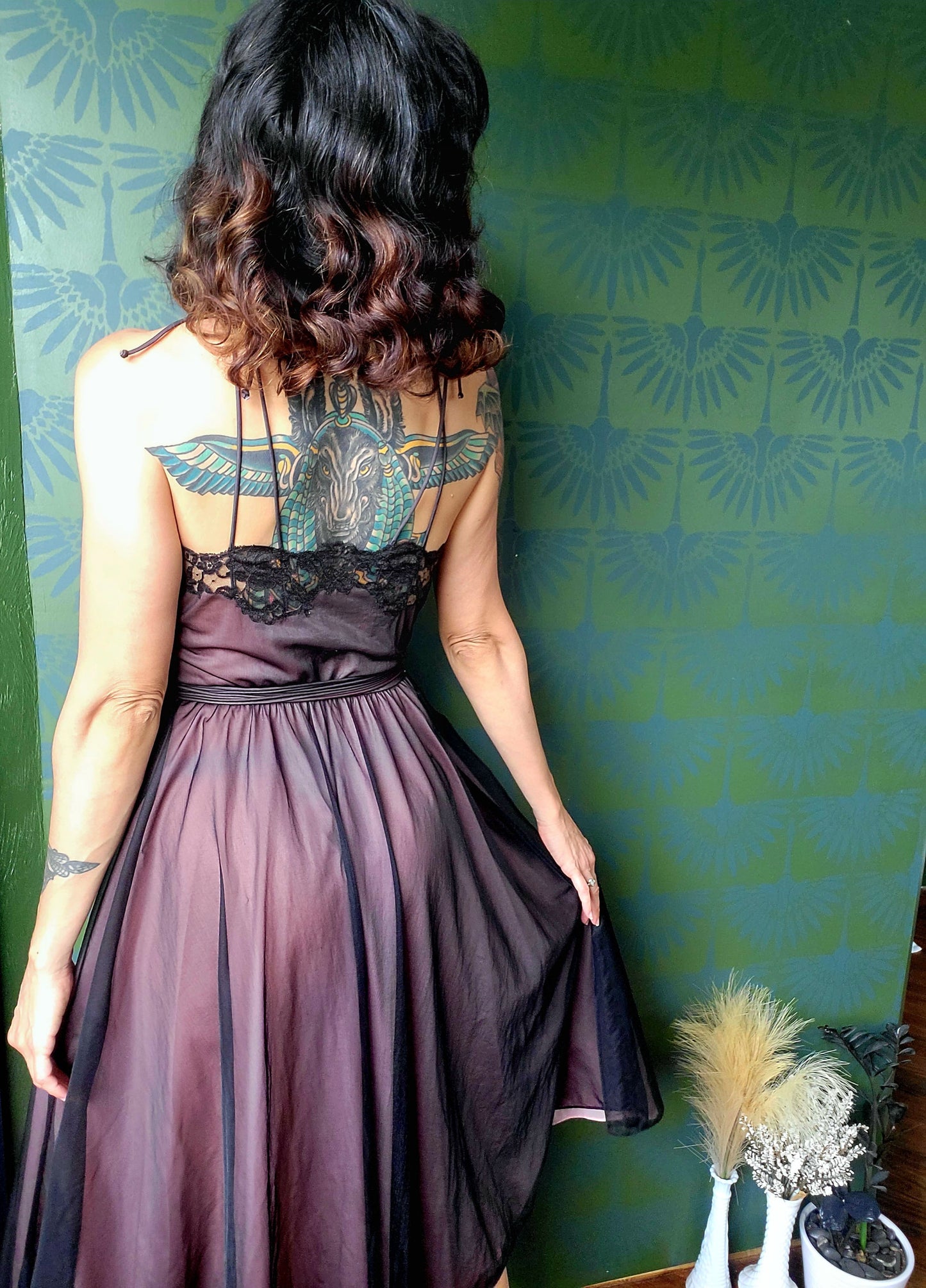 SOLD - Vintage 1950's Vanity Fair Negligee - Black/Pink